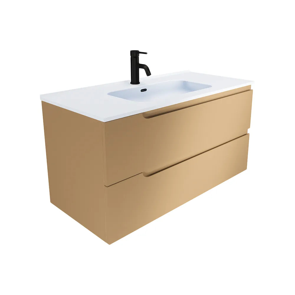 Mobile bagno sospeso 60 cm due cassetti sabbia opaco con lavabo | Ardenne