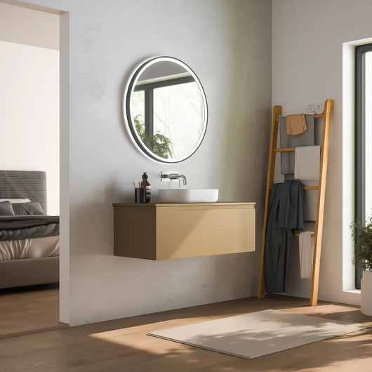 Mobile bagno sospeso 100 cm un cassetto sabbia opaco con top | Ardenne