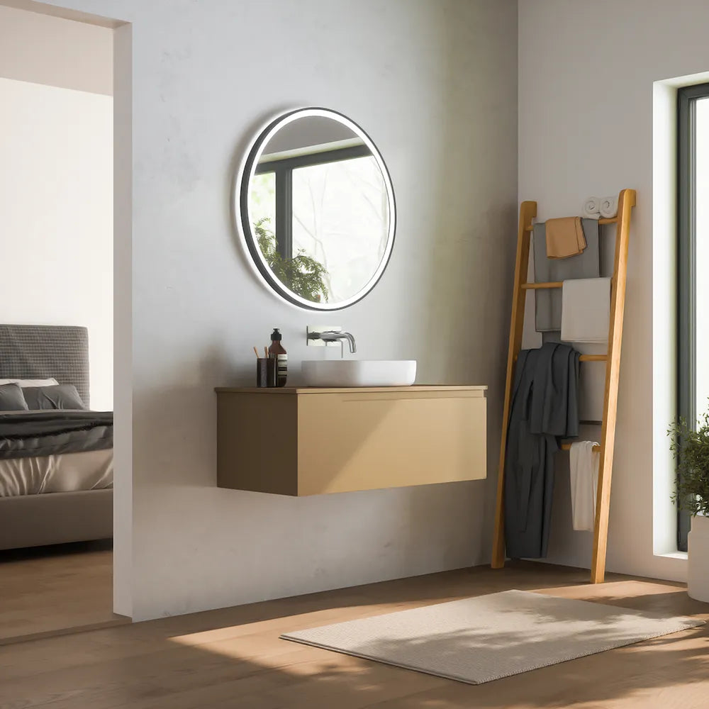 Mobile bagno sospeso 120 cm un cassetto sabbia opaco con top | Ardenne