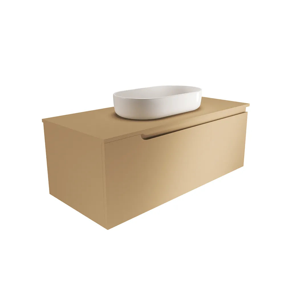 Mobile bagno sospeso 90 cm un cassetto sabbia opaco con top | Ardenne