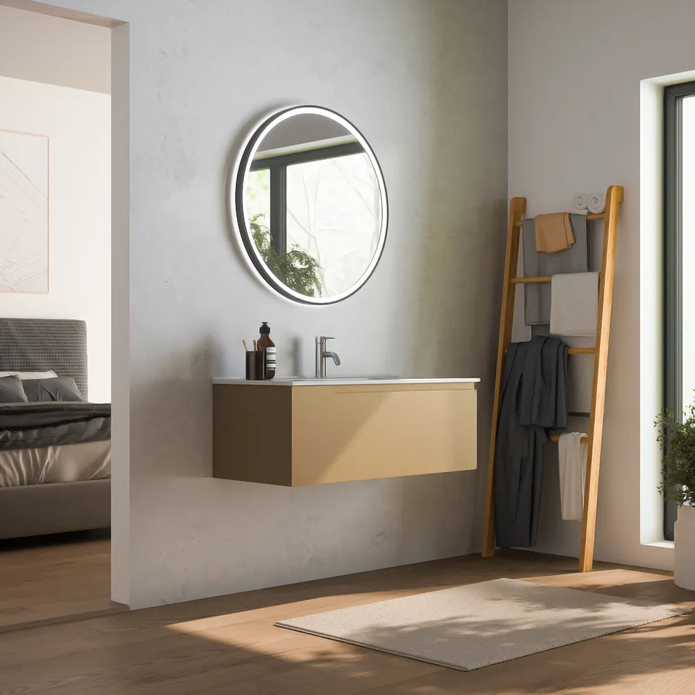 Mobile bagno sospeso 80cm un cassetto sabbia opaco con lavabo | Ardenne