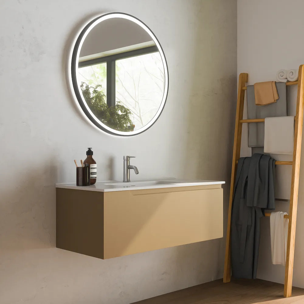 Mobile bagno sospeso 80cm un cassetto sabbia opaco con lavabo | Ardenne
