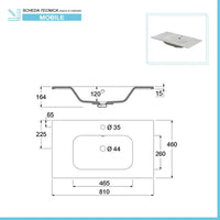 Mobile Sospeso Bagno 1 Cassetto Stile Industrial Rovere 80x47 cm con Specchio