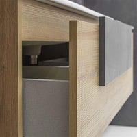 Mobile Sospeso Bagno 1 Cassetto Stile Industrial Rovere 80x47 cm con Specchio