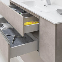 Mobile Sospeso Bagno Effetto Pietra Beige da 110 cm