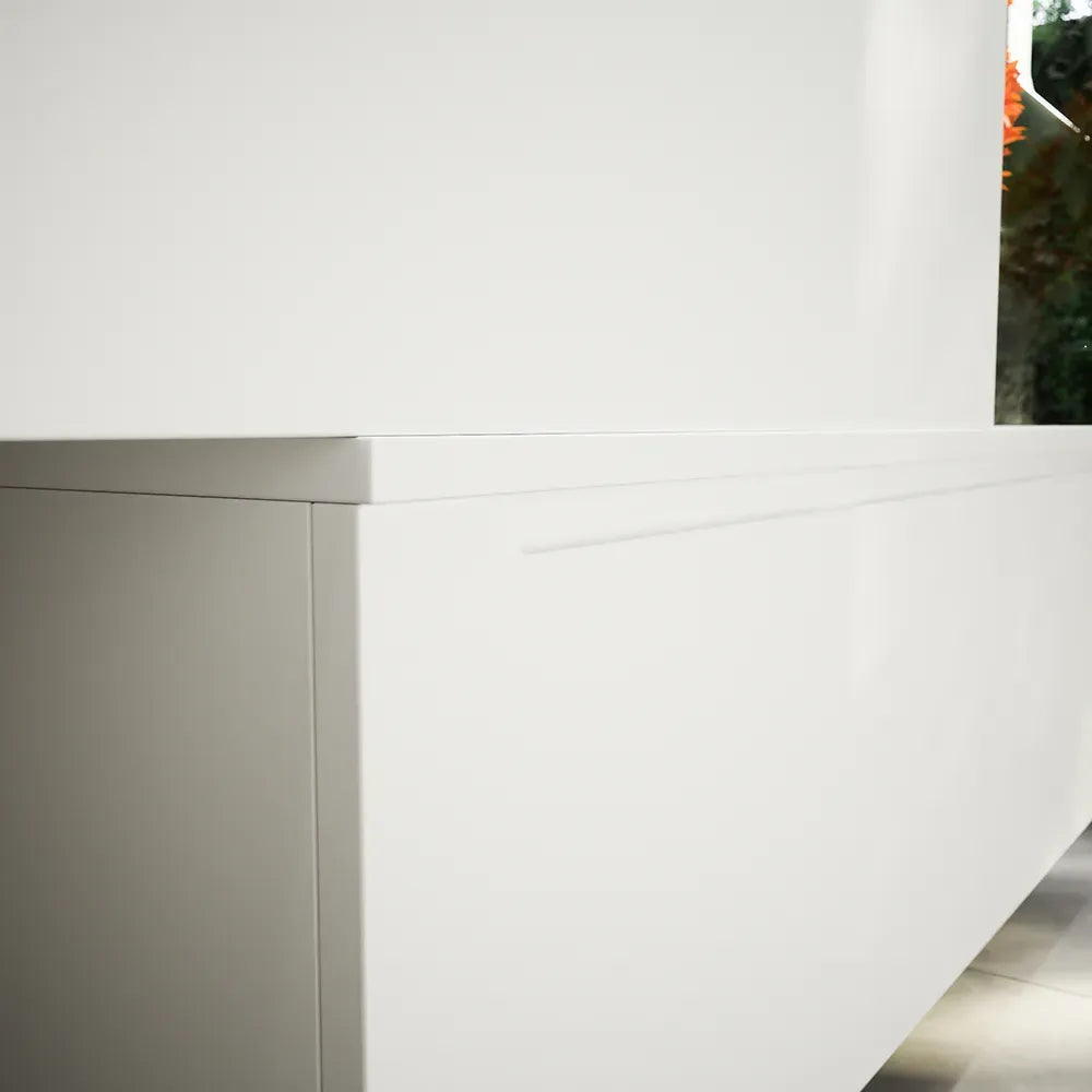 Mobile bagno sospeso modulare 90 cm bianco opaco due cassetti con top | Bako