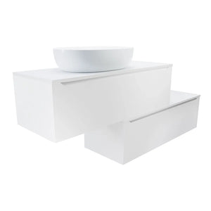 Mobile bagno sospeso modulare 90 cm bianco opaco due cassetti con top | Bako