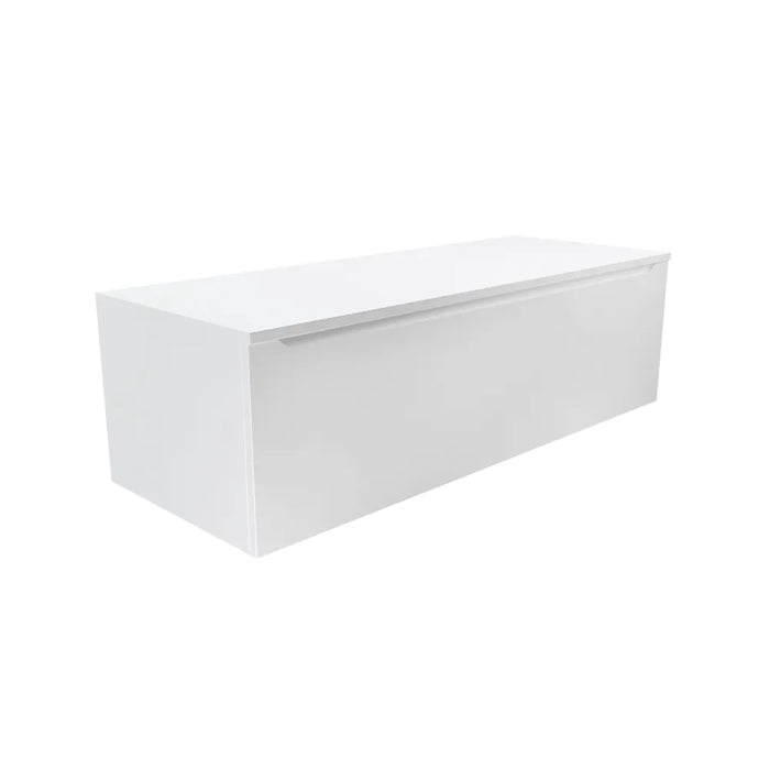 Mobile bagno sospeso 120 cm bianco opaco un cassettone con top | Bako