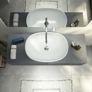 Mobile bagno sospeso 90 cm grigio opaco un cassettone con top | Bako