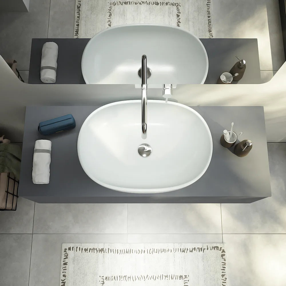 Mobile bagno sospeso 120 cm grigio opaco un cassettone con top | Bako