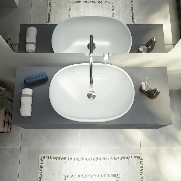 Mobile bagno sospeso 120 cm grigio opaco un cassettone con top | Bako
