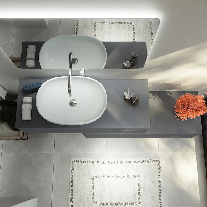 Mobile bagno sospeso modulare 120 cm grigio opaco due cassetti con top | Bako