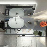 Mobile bagno sospeso modulare 90 cm grigio opaco due cassetti con top | Bako