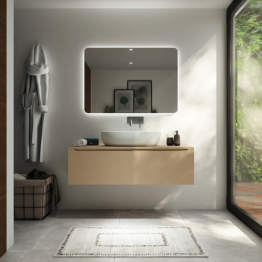 Mobile bagno sospeso 120 cm sabbia opaco un cassettone con top | Bako