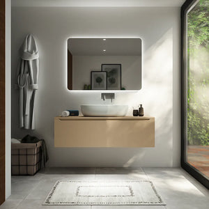 Mobile bagno sospeso 90 cm sabbia opaco un cassettone con top | Bako