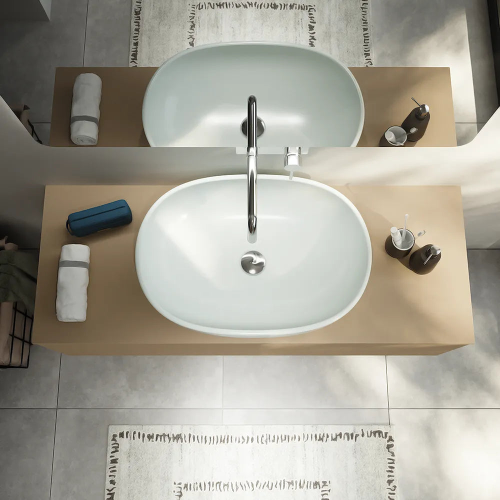 Mobile bagno sospeso 120 cm sabbia opaco un cassettone con top | Bako