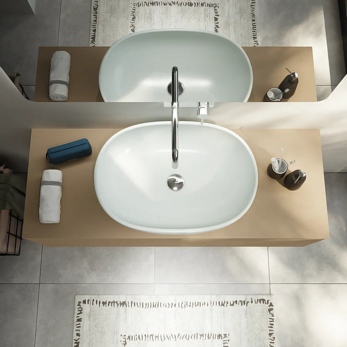 Mobile bagno sospeso 90 cm sabbia opaco un cassettone con top | Bako