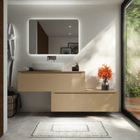 Mobile bagno sospeso modulare 90 cm sabbia opaco due cassetti con top | Bako