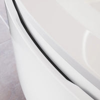 Mobile sospeso 100 cm bianco lucido con un cassetto e lavabo in ceramica, frontale curvo | Lula