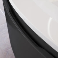 Mobile sospeso 100 cm grigio lucido con un cassetto e lavabo in ceramica, frontale curvo | Lula