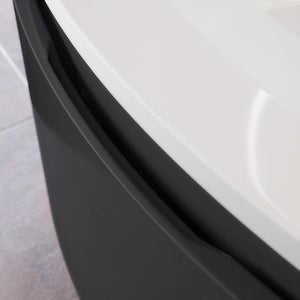 Mobile sospeso 100 cm grigio lucido con un cassetto e lavabo in ceramica, frontale curvo | Lula