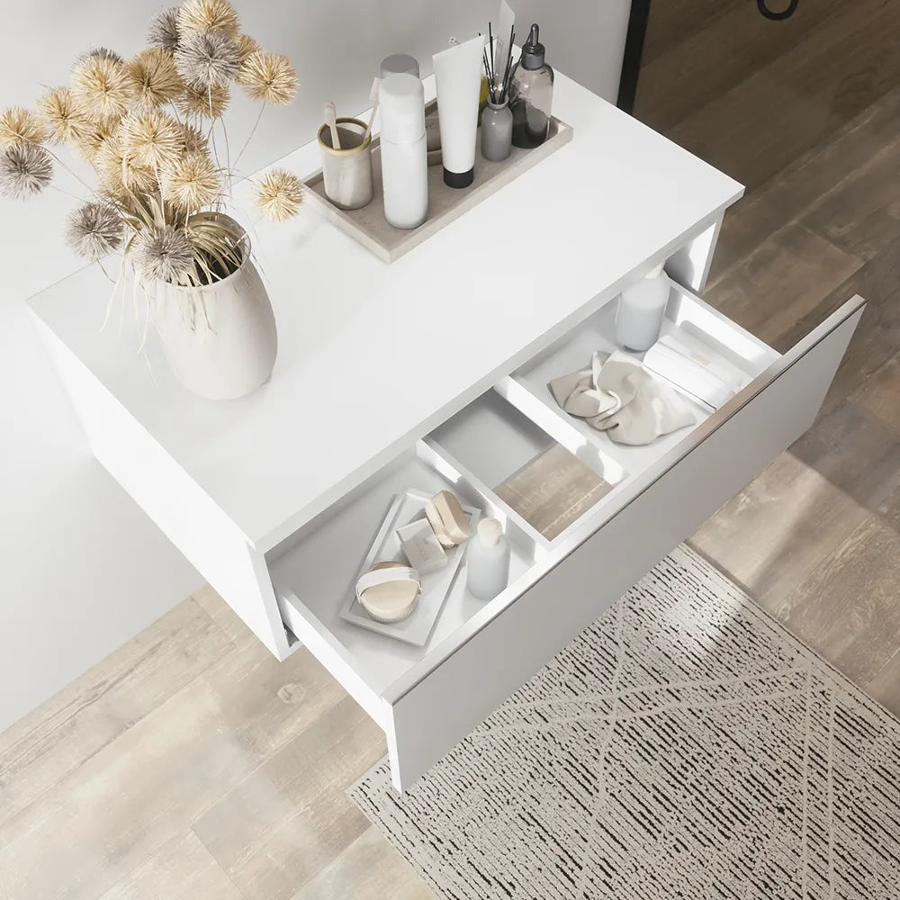 Cassettone sospeso 80 cm bianco opaco | Darwin