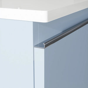 Mobile bagno sospeso 60 cm blu pastello con lavabo e cassettone bianco opaco | Darwin