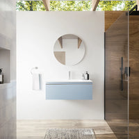Mobile bagno sospeso 60 cm blu pastello opaco con lavabo | Darwin