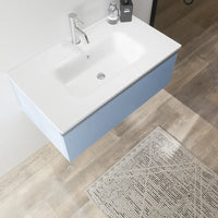 Mobile bagno sospeso 80 cm blu pastello opaco con lavabo | Darwin