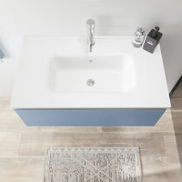 Mobile bagno sospeso 60 cm blu pastello opaco con lavabo | Darwin