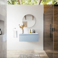 Cassettone sospeso 80 cm blu pastello opaco | Darwin