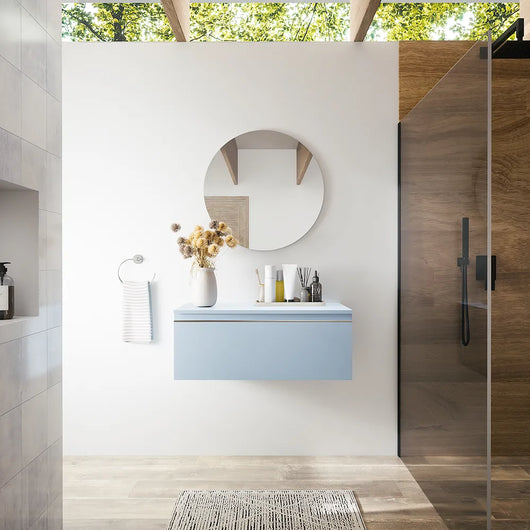 Cassettone sospeso 60 cm blu pastello opaco | Darwin