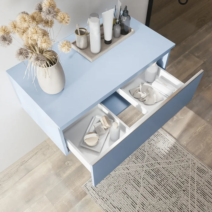 Cassettone sospeso 80 cm blu pastello opaco | Darwin