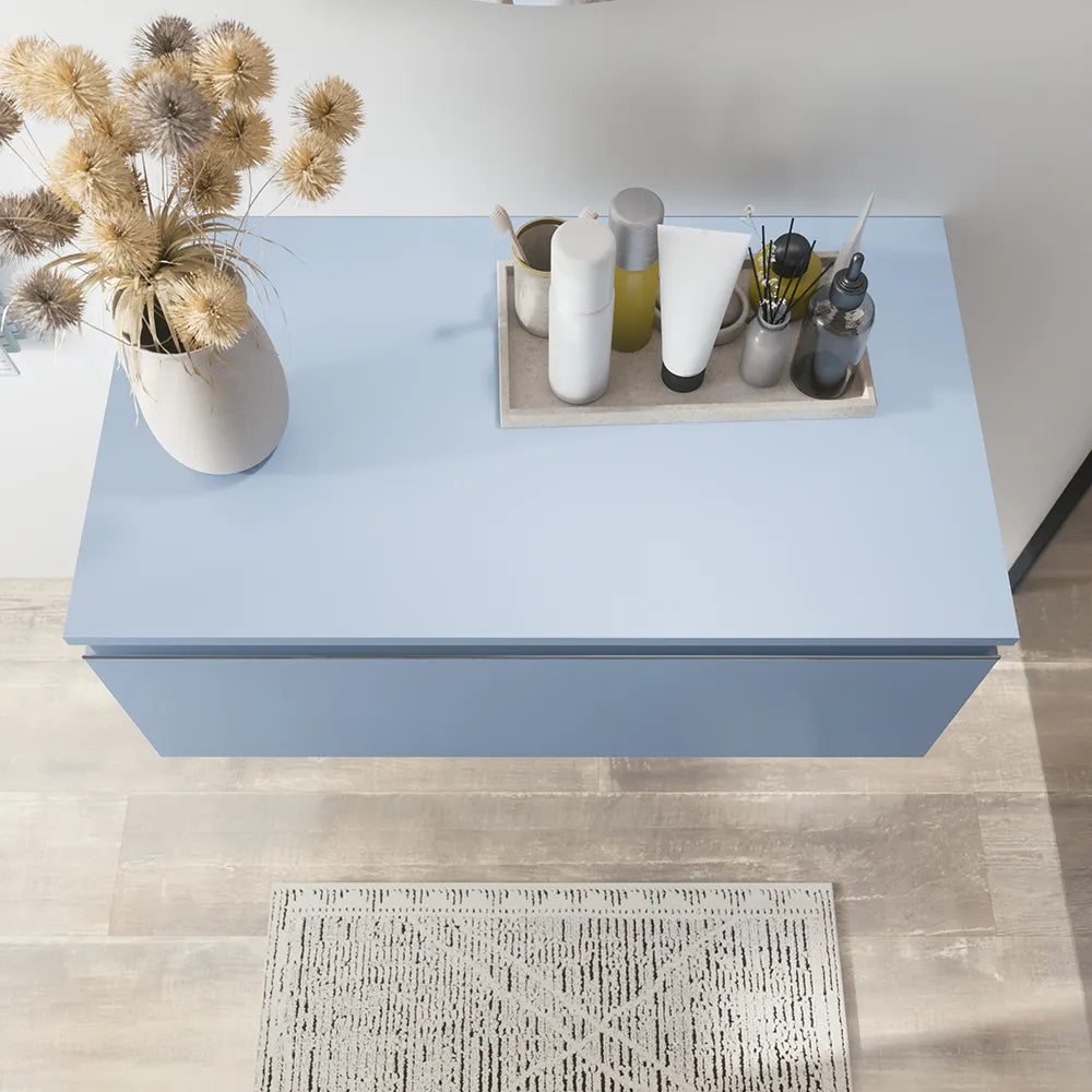 Cassettone sospeso 80 cm blu pastello opaco | Darwin