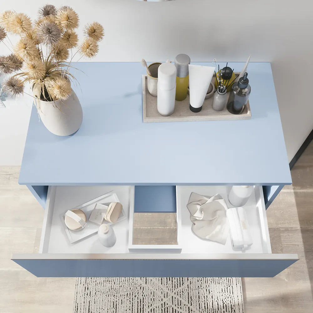 Cassettone sospeso 80 cm blu pastello opaco | Darwin