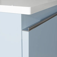 Mobile bagno sospeso 120cm con lavabo doppia vasca in ceramica blu pastello opaco | Darwin
