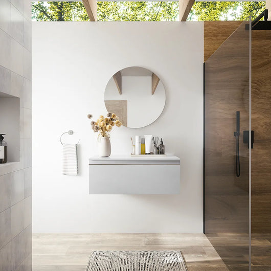 Cassettone sospeso 80 cm grigio perla opaco | Darwin