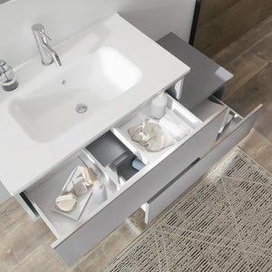 Mobile bagno sospeso 80 cm grigio perla opaco due cassettoni con lavabo | Darwin