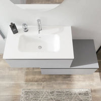 Mobile bagno sospeso 80 cm grigio perla opaco due cassettoni con lavabo | Darwin