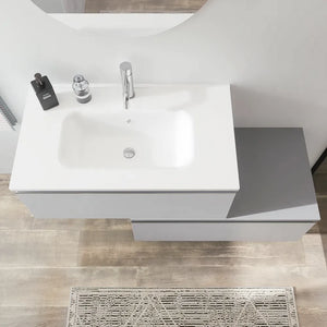 Mobile bagno sospeso 80 cm grigio perla opaco due cassettoni con lavabo | Darwin