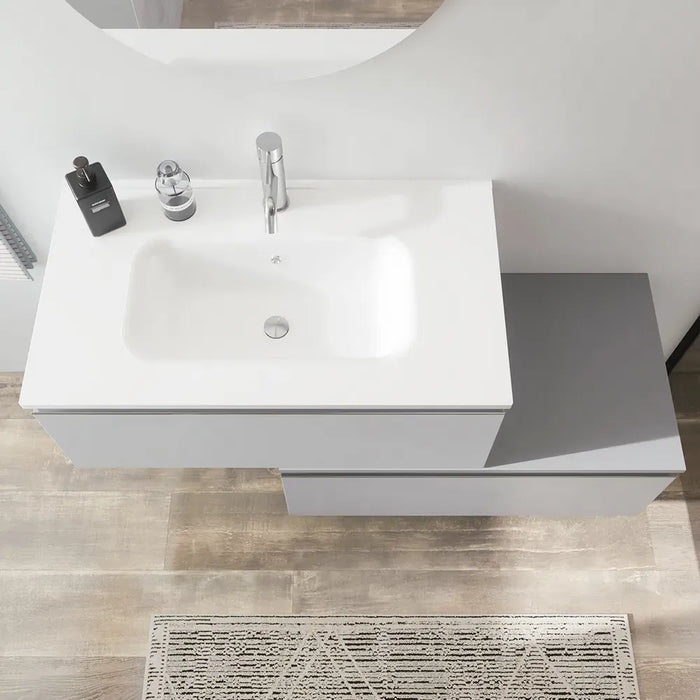 Mobile bagno sospeso 80 cm grigio perla opaco due cassettoni con lavabo | Darwin