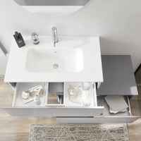 Mobile bagno sospeso 80 cm grigio perla opaco due cassettoni con lavabo | Darwin