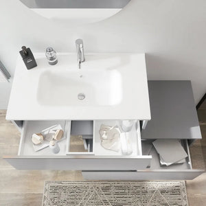 Mobile bagno sospeso 80 cm grigio perla opaco due cassettoni con lavabo | Darwin