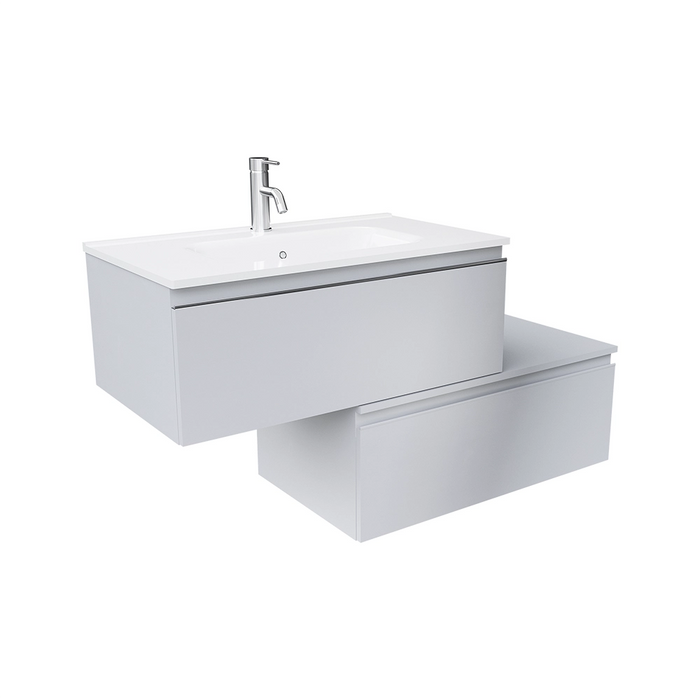 Mobile bagno sospeso 80 cm grigio perla opaco due cassettoni con lavabo | Darwin