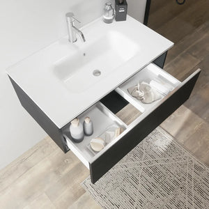 Mobile bagno sospeso 80 cm antracite con lavabo | Darwin