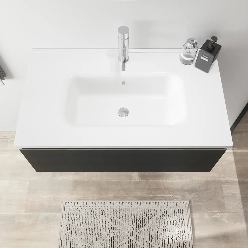Mobile bagno sospeso 80 cm antracite con lavabo | Darwin