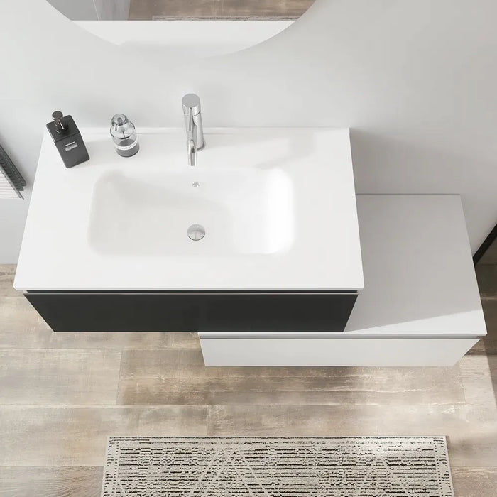 Mobile bagno sospeso 80 cm antracite con lavabo e cassettone bianco opaco | Darwin
