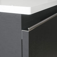 Mobile bagno sospeso 80 cm antracite con lavabo e cassettone bianco opaco | Darwin