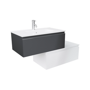 Mobile bagno sospeso 80 cm antracite con lavabo e cassettone bianco opaco | Darwin