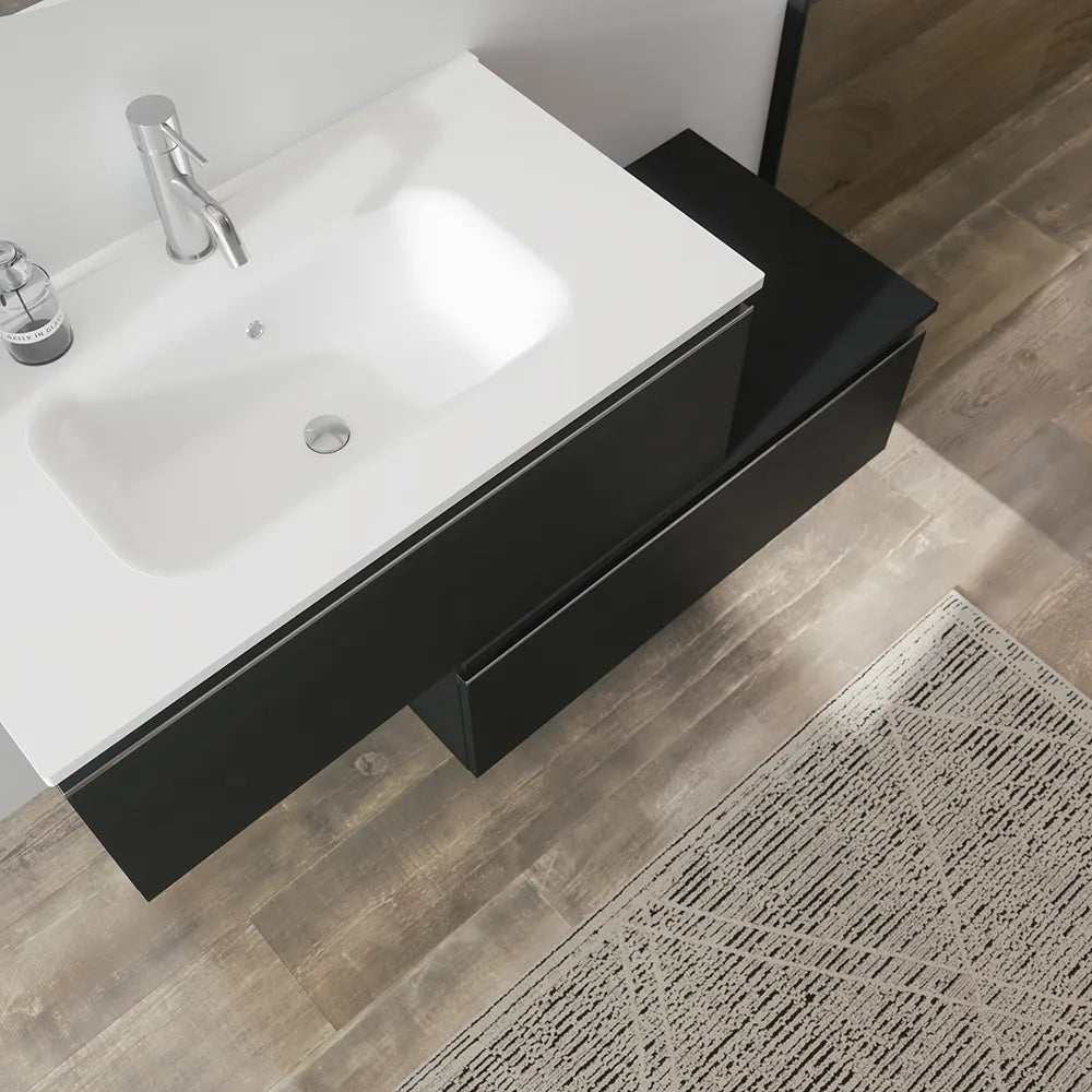Mobile bagno sospeso 80 cm antracite due cassettoni con lavabo | Darwin